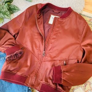A&F Silky Red Bomber Jacket